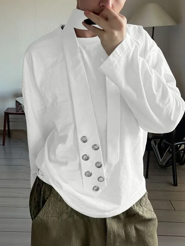 Men's Solid Color Thin Scarf Long Sleeve T-shirt SKUL47913 sold by Incerunmen