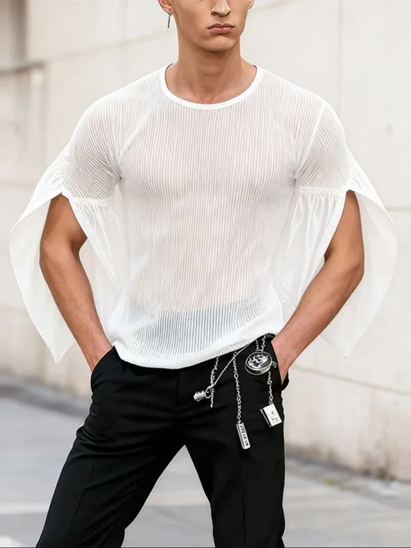 Men's Sheer Mesh Patchwork Split Cuff T-shirt SKUL51864 sold by Incerunmen product image thumbnail 2