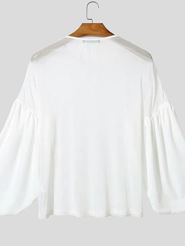 Men's Sheer Mesh Patchwork Split Cuff T-shirt SKUL51864 sold by Incerunmen product image thumbnail 4