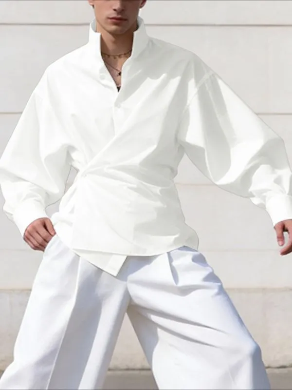 Men's Deconstructed Asymmetrical Placket Long Sleeve Shirt SKUL52021 sold by Incerunmen