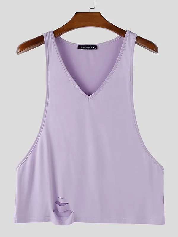 Men's Solid Color Distressed Strap Tank SKUL47745 sold by Incerunmen product image thumbnail 4