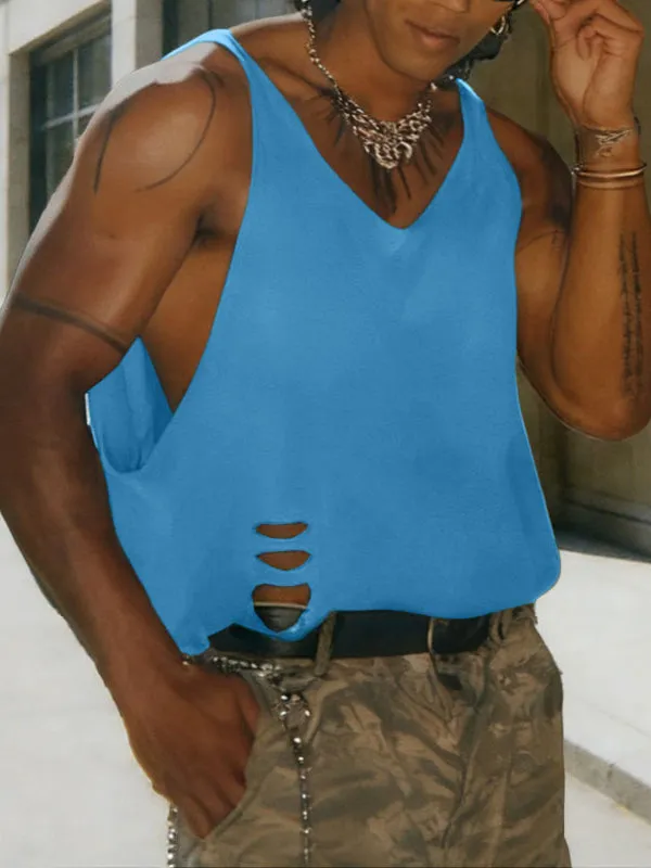 Men's Solid Color Distressed Strap Tank SKUL47745 sold by Incerunmen product image thumbnail 2