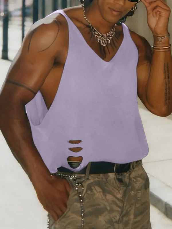 Men's Solid Color Distressed Strap Tank SKUL47745 sold by Incerunmen product image thumbnail 3