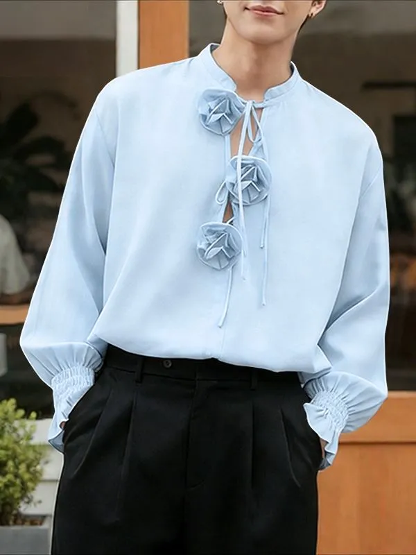 Men's Floral Tie Decoration Long Sleeve Shirt SKUL47644 sold by Incerunmen