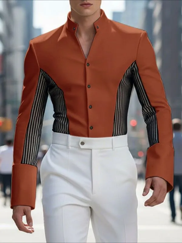 Men's Contrast Mesh Long Sleeve Shirt SKUL50066 sold by Incerunmen