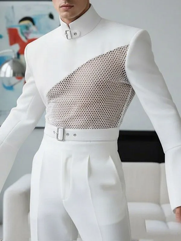 Men's Sheer Mesh Zipper Flared Sleeve T-shirt SKUL50073 sold by Incerunmen