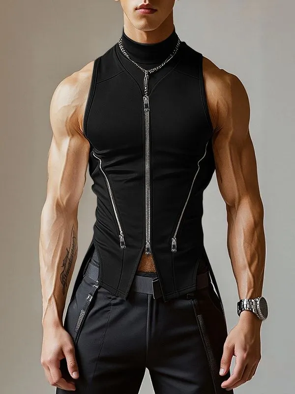 Men's Deconstructed Zipper Hem Slit Tank SKUL46259 sold by Incerunmen