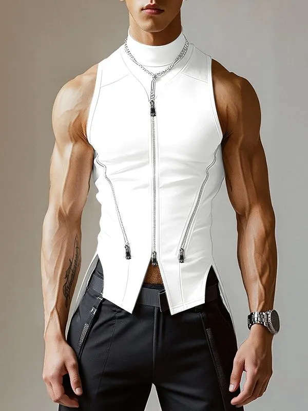 Men's Deconstructed Zipper Hem Slit Tank SKUL46259 sold by Incerunmen product image thumbnail 2