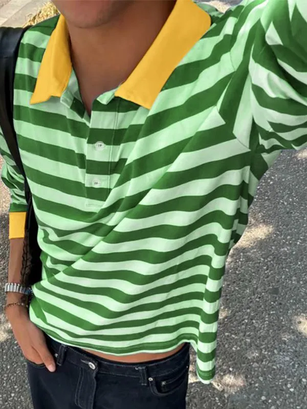 Men's Striped Contrast Turn Down Collar Long Sleeve Shirt SKUL50980 sold by Incerunmen product image thumbnail 3