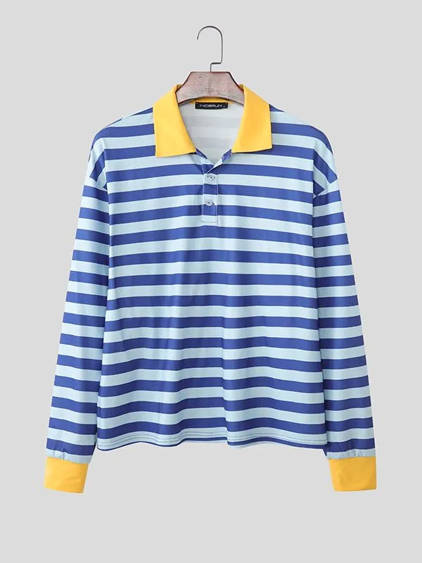 Men's Striped Contrast Turn Down Collar Long Sleeve Shirt SKUL50980 sold by Incerunmen product image thumbnail 4
