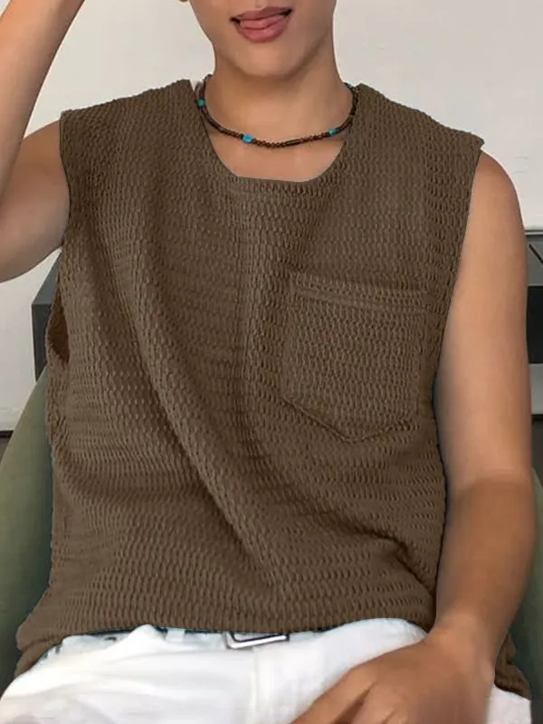 Men's Solid Color Casual Pocket Tank SKUL51254 sold by Incerunmen