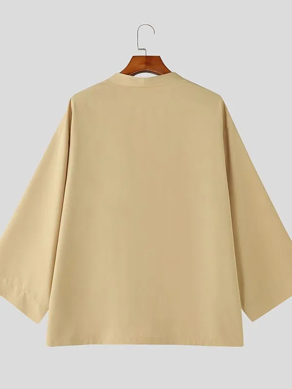 Men's Solid Color Deep V-Neck 3/4 Length Sleeve Shirt SKUL51929 sold by Incerunmen product image thumbnail 5