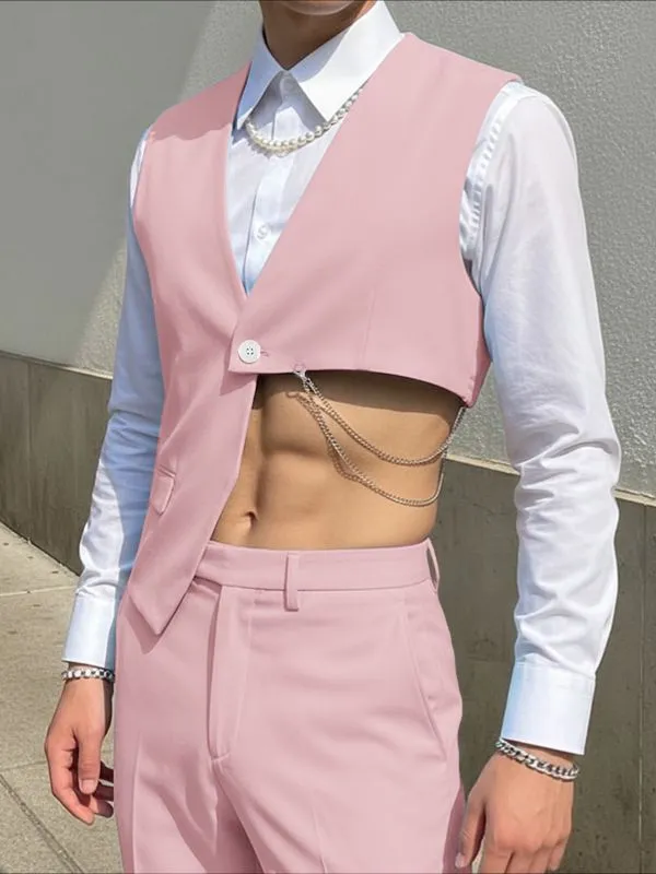 Men's Solid Color Deconstructed Cropped Waistcoat SKUL53021 sold by Incerunmen product image thumbnail 3
