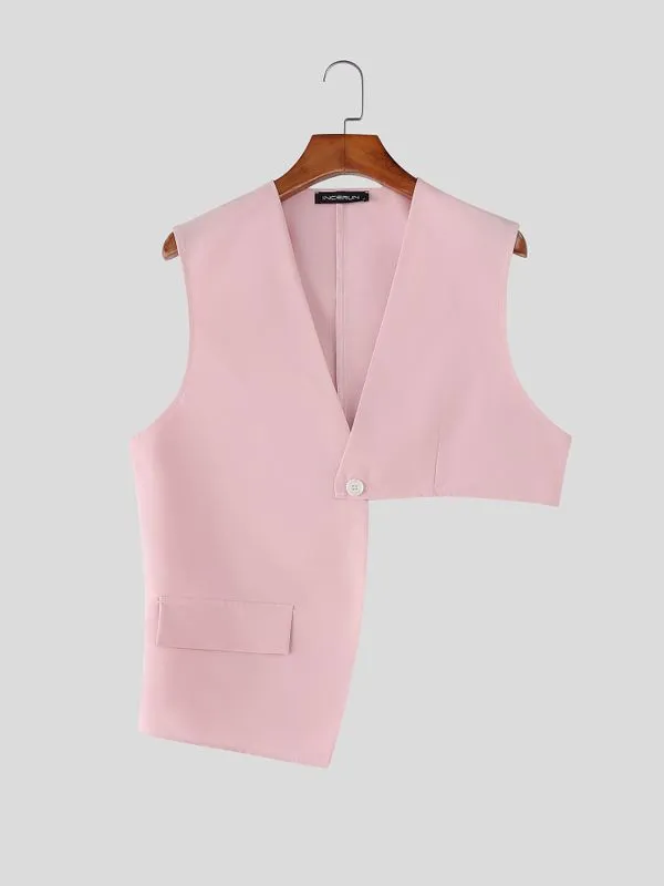 Men's Solid Color Deconstructed Cropped Waistcoat SKUL53021 sold by Incerunmen product image thumbnail 4