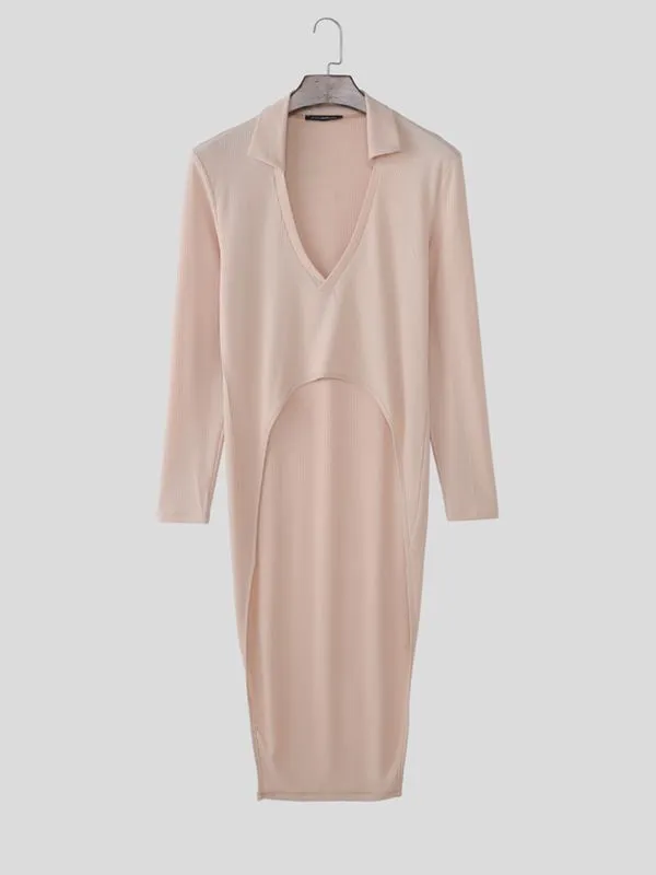 Men's Deconstructed Textured Long Hem Long Sleeve T-shirt SKUL53022 sold by Incerunmen product image thumbnail 4