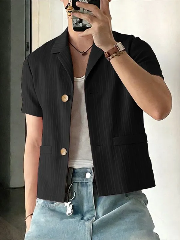 Men's Solid Color Textured Casual Short Sleeve Blazer SKUL54443 made by Incerunmen