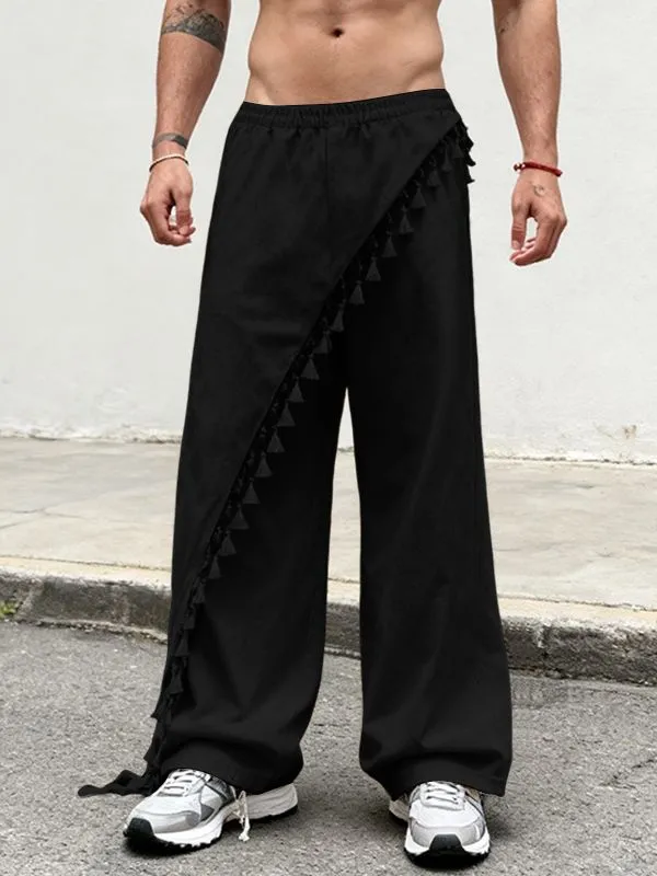 Men's Deconstructed Panel Tassel Patchwork Long Pant SKUL43982 sold by Incerunmen