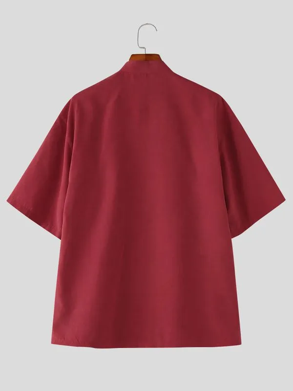 Men's Solid Color Asymmetric Frog Button Loose Shirt SKUL54547 sold by Incerunmen product image thumbnail 5