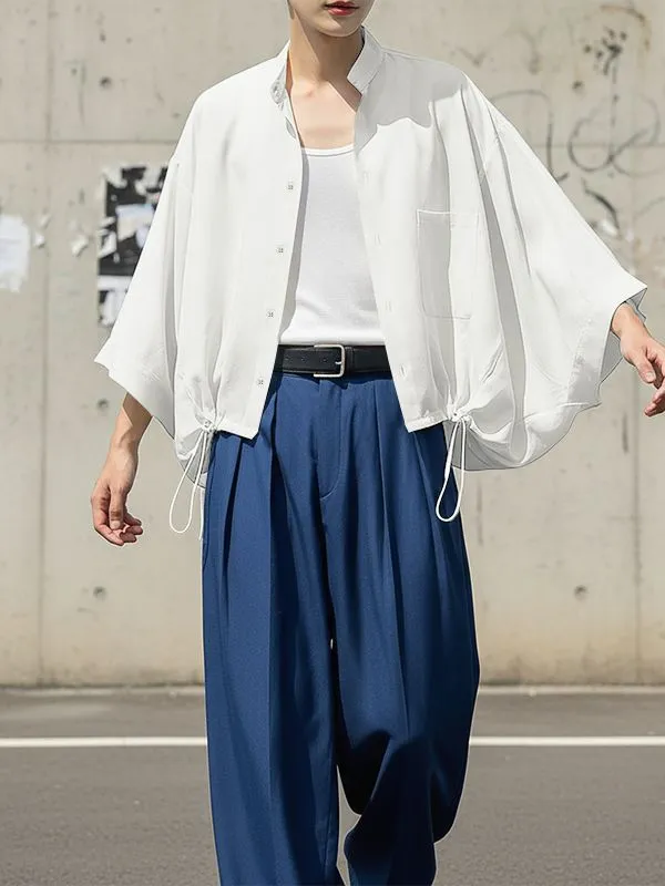 Men's Drawstring Hem Loose Long Sleeve Shirt SKUL51865 sold by Incerunmen product image thumbnail 2