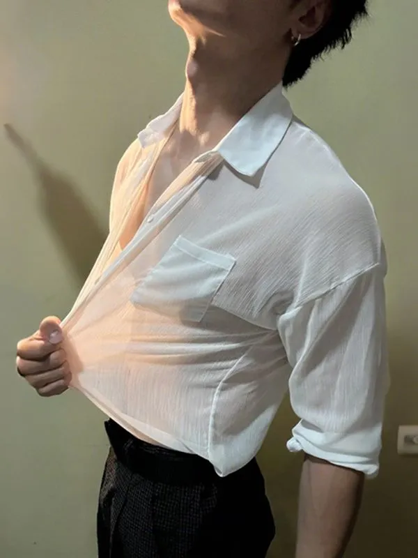 Men's Sheer Textured Long Sleeve Shirt SKUL51940 made by Incerunmen