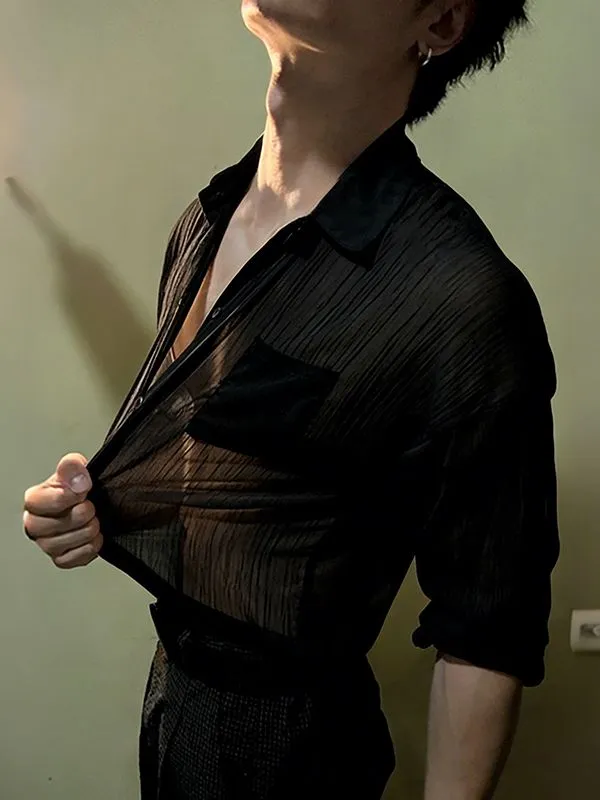 Men's Sheer Textured Long Sleeve Shirt SKUL51940 sold by Incerunmen product image thumbnail 2