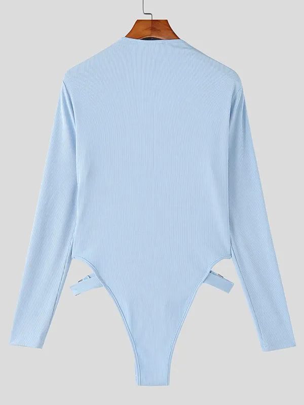 Men's Deconstructed Solid Color Metal Button Bodysuit SKUL50135 sold by Incerunmen product image thumbnail 5