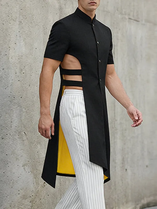 Men's Deconstructed Cut Out Long Hem Short Sleeve Shirt SKUL54570 sold by Incerunmen product image thumbnail 2