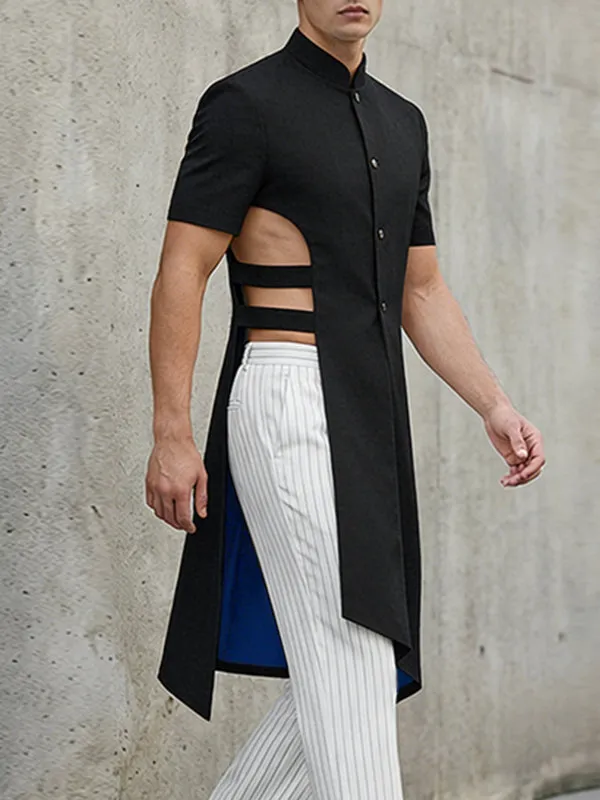 Men's Deconstructed Cut Out Long Hem Short Sleeve Shirt SKUL54570 sold by Incerunmen product image thumbnail 3