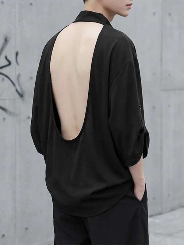 Men's Deconstructed Backless Long Sleeve Shirt SKUL55299 sold by Incerunmen