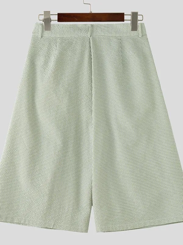 Men's Solid Color Plaid Loose Casual Short SKUL54099 sold by Incerunmen product image thumbnail 5