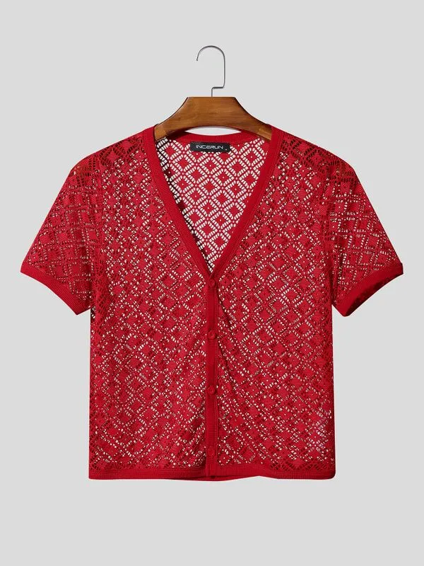 Men's Hollow Sheer V Neck Short Sleeve T-shirt SKUL54434 sold by Incerunmen product image thumbnail 4