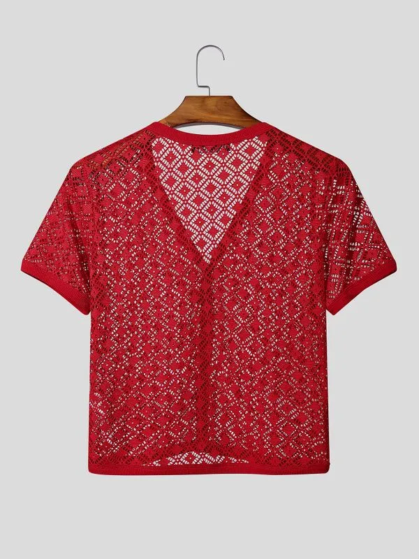 Men's Hollow Sheer V Neck Short Sleeve T-shirt SKUL54434 sold by Incerunmen product image thumbnail 5