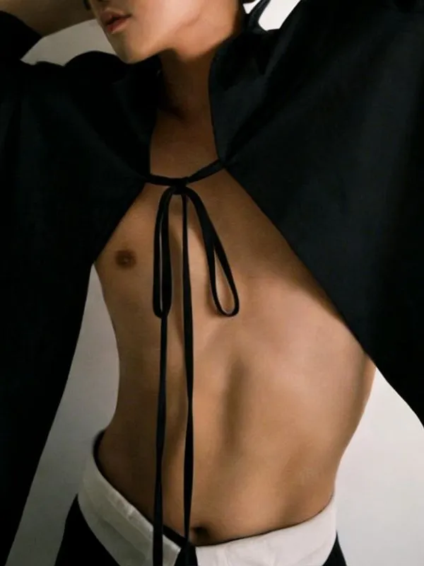 Men's Back Hollow Tie Long Sleeve Shirt SKUL51932 sold by Incerunmen