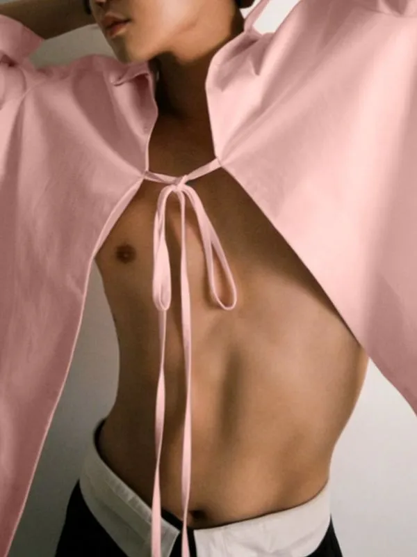 Men's Back Hollow Tie Long Sleeve Shirt SKUL51932 sold by Incerunmen product image thumbnail 5