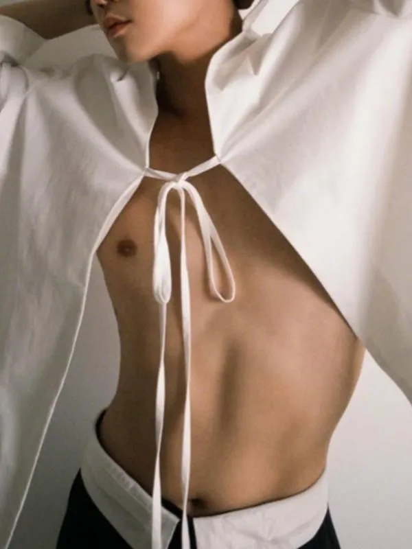 Men's Back Hollow Tie Long Sleeve Shirt SKUL51932 sold by Incerunmen product image thumbnail 3