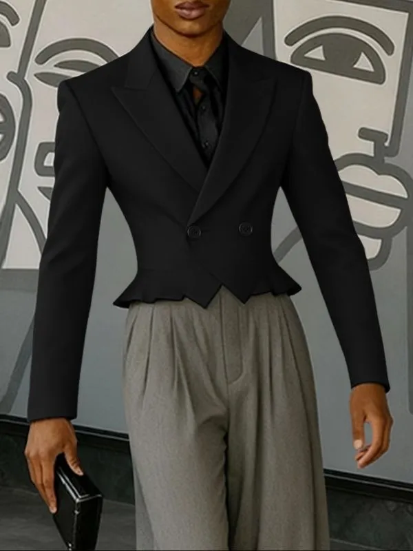 Men's Solid Color Casual Cropped Long Sleeve Blazer SKUL51874 made by Incerunmen