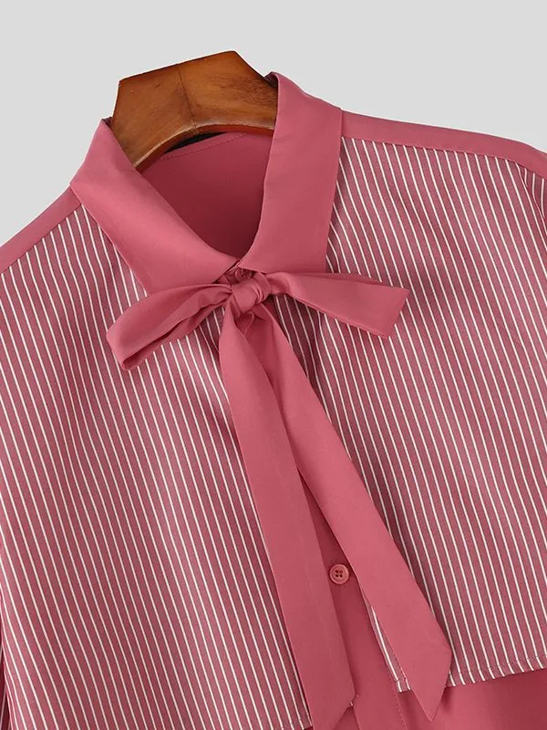 Men's Striped Patchwork Contrast Color Short Sleeve Shirt SKUL53039 sold by Incerunmen product image thumbnail 5