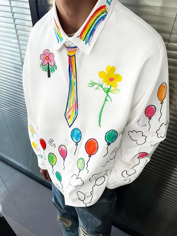 Men's Fun Crayon Print Long Sleeve Shirt SKUL41205 sold by Incerunmen