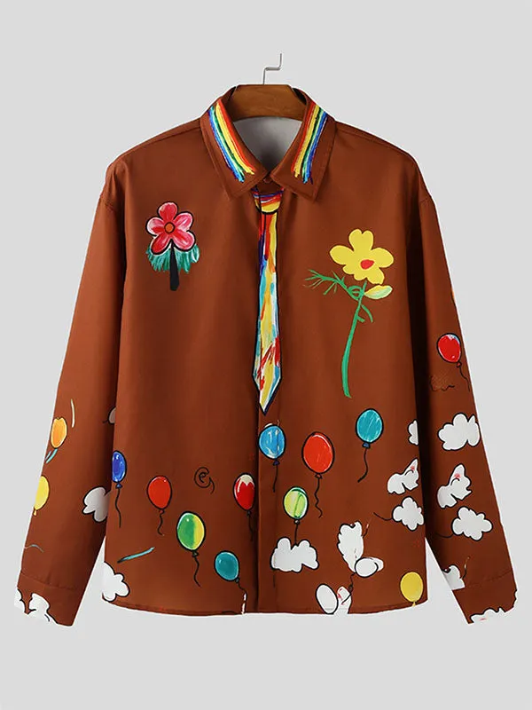 Men's Fun Crayon Print Long Sleeve Shirt SKUL41205 sold by Incerunmen product image thumbnail 4