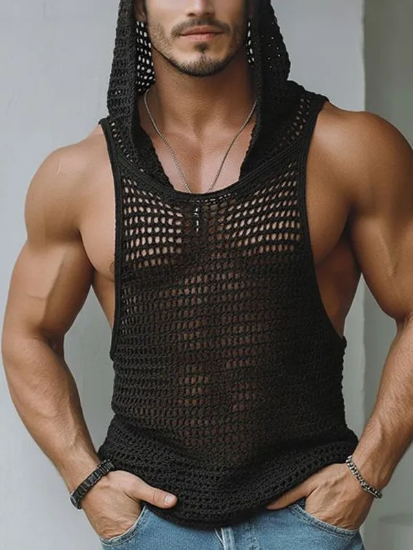 Men's Hollow Mesh Hooded Tank SKUL40274 sold by Incerunmen