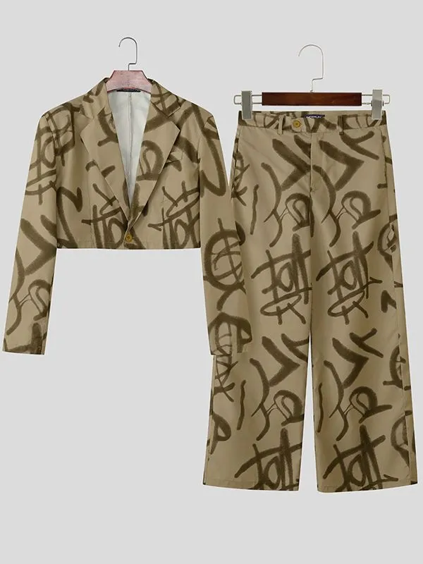 Men's Graffiti Print Cropped Two Pieces Outfit SKUL40124 sold by Incerunmen product image thumbnail 4