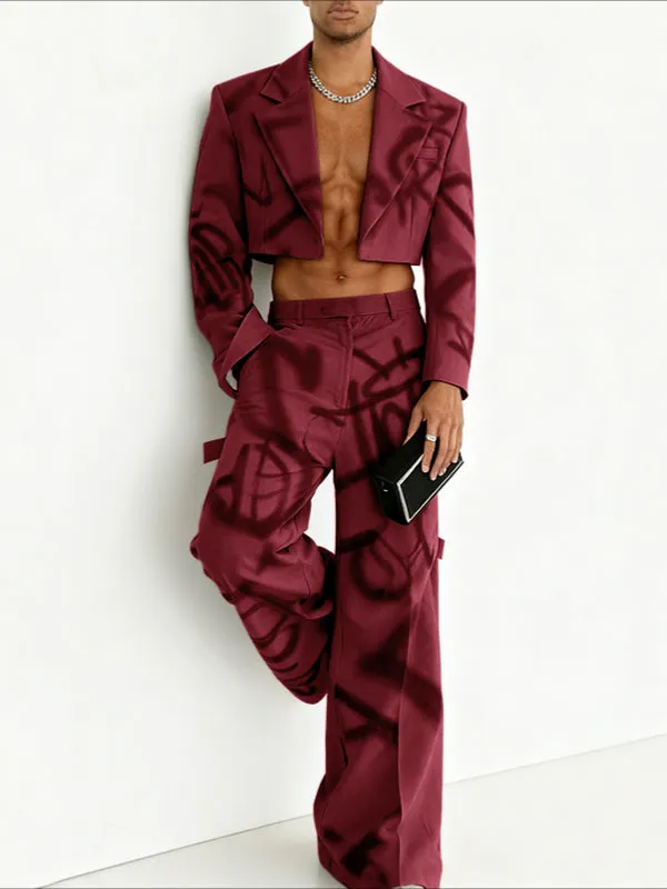 Men's Graffiti Print Cropped Two Pieces Outfit SKUL40124 sold by Incerunmen product image thumbnail 3