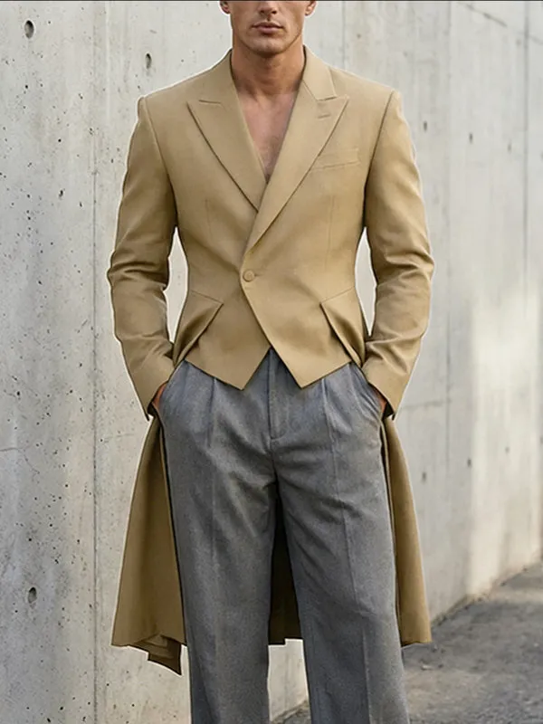 Men's Solid Color Waist-Fitted Long Hem Long Sleeve Blazer SKUL52566 sold by Incerunmen product image thumbnail 3