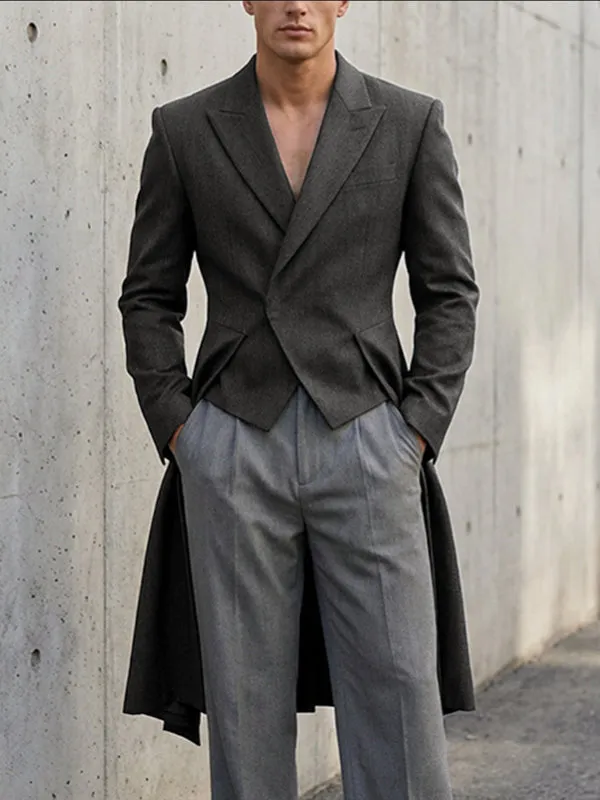 Men's Solid Color Waist-Fitted Long Hem Long Sleeve Blazer SKUL52566 sold by Incerunmen