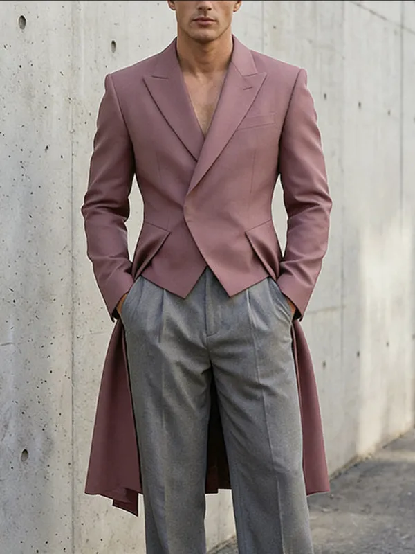 Men's Solid Color Waist-Fitted Long Hem Long Sleeve Blazer SKUL52566 sold by Incerunmen product image thumbnail 2