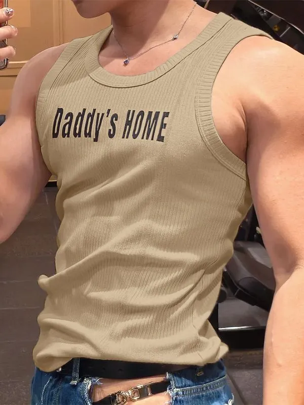 Men's Solid Color Slogan Print Casual Tank SKUL51915 sold by Incerunmen product image thumbnail 3