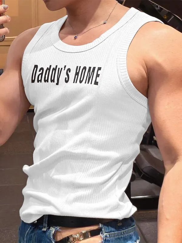 Men's Solid Color Slogan Print Casual Tank SKUL51915 sold by Incerunmen