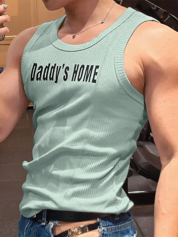 Men's Solid Color Slogan Print Casual Tank SKUL51915 sold by Incerunmen product image thumbnail 2