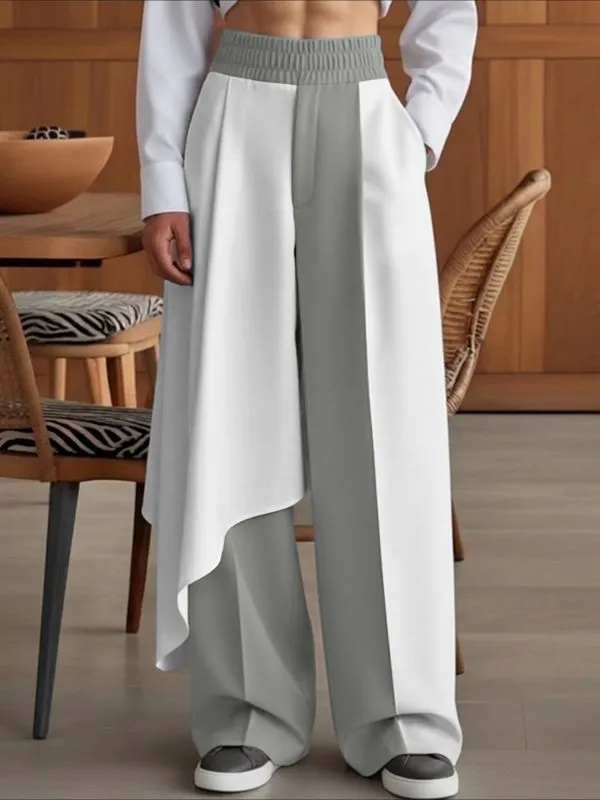 Men's Ruffle Hem Contrast Color Casual Pant SKUL53016 made by Incerunmen