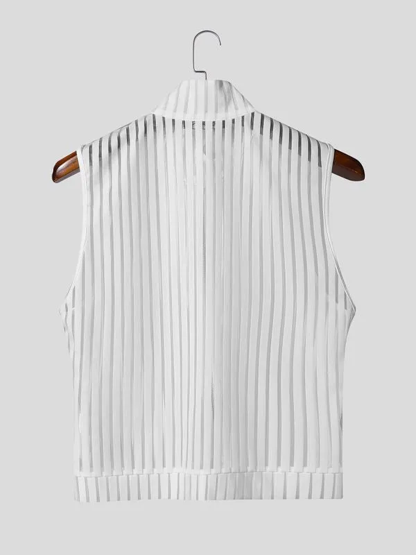 Men's Sheer Striped Zip Up Tank SKUL55297 sold by Incerunmen product image thumbnail 4